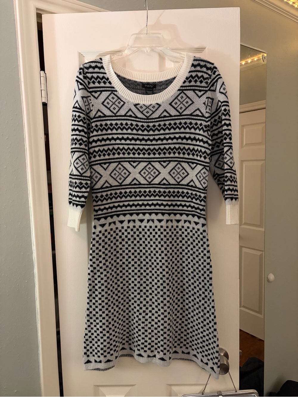 ✨ Vintage 2010s Rhapsody Fair Isle Geo Knit Sweater Dress (Medium) ✨